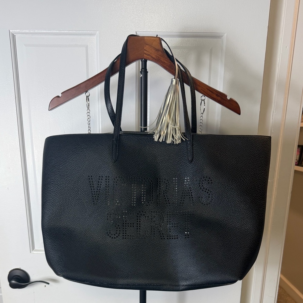 Victoria’s Secret Limited Edition Laser Cut Black Tote with Silver Tassel